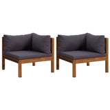 Corner Sofas 2 pcs with Dark Grey Cushions Solid Acacia Wood