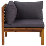 Corner Sofas 2 pcs with Dark Grey Cushions Solid Acacia Wood