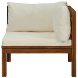 Corner Sofas 2 pcs with Cream White Cushions Solid Acacia Wood - 45-Degree Angle