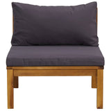 3 Piece Garden Lounge Set with Dark Grey Cushions Acacia Wood - Top-Down View