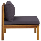 3 Piece Garden Lounge Set with Dark Grey Cushions Acacia Wood - 45-Degree Angle