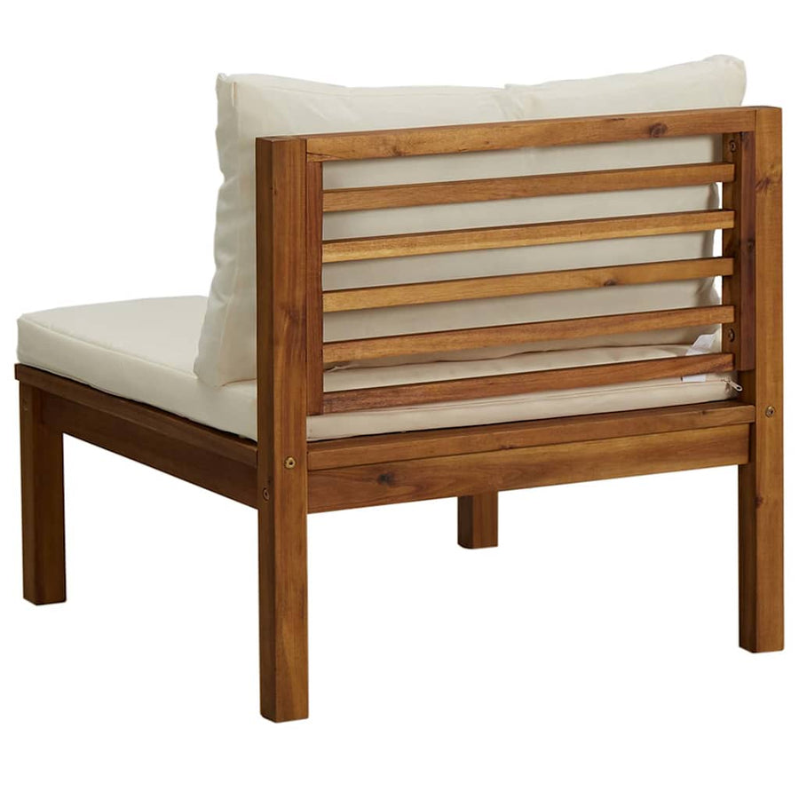 3 Piece Garden Lounge Set with Cream White Cushions Acacia Wood