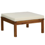 3 Piece Garden Lounge Set with Cream White Cushions Acacia Wood - Close-Up Angle
