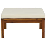 3 Piece Garden Lounge Set with Cream White Cushions Acacia Wood - Low Angle