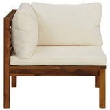 2 Piece Sofa Set with Cream White Cushions Solid Acacia Wood - 45-Degree Angle