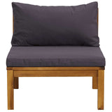 2 Piece Garden Sofa Set with Dark Grey Cushions Acacia Wood