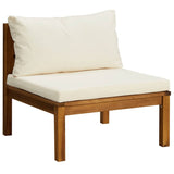 2 Piece Garden Sofa Set with Cream White Cushions Acacia Wood - Side View