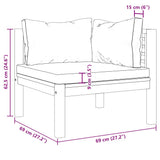 Sectional Corner Sofa with Dark Grey Cushions Solid Acacia Wood - Close-Up Angle