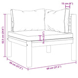 Sectional Corner Sofa with Cream White Cushion Acacia Wood - Close-Up Angle