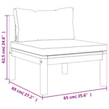 Sectional Middle Sofa with Dark Grey Cushions Solid Acacia Wood - Close-Up Angle