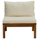 Sectional Middle Sofa with Cream White Cushion Acacia Wood - Side View