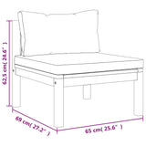 Sectional Middle Sofa with Cream White Cushion Acacia Wood - Close-Up Angle