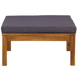 Footrest with Dark Grey Cushion Solid Acacia Wood - Side View