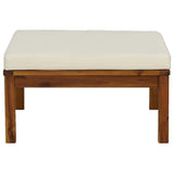 Footrest with Cream White Cushion Solid Acacia Wood - Side View