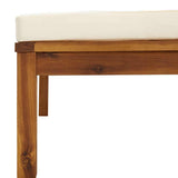 Footrest with Cream White Cushion Solid Acacia Wood - Top-Down View