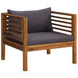 Garden Chair with Dark Grey Cushions Solid Acacia Wood - Front View