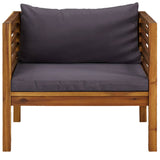 Garden Chair with Dark Grey Cushions Solid Acacia Wood - Side View