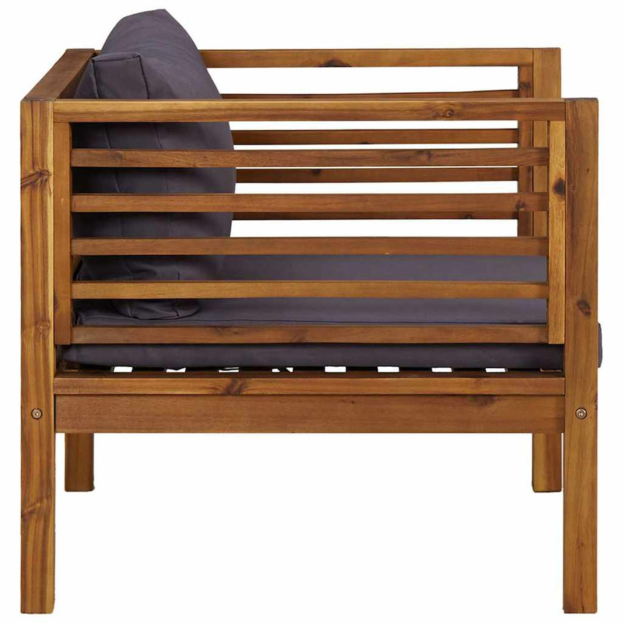 Garden Chair with Dark Grey Cushions Solid Acacia Wood