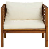 Garden Chair with Cream White Cushions Solid Acacia Wood - Side View
