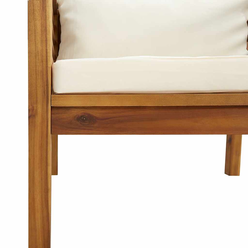 Garden Chair with Cream White Cushions Solid Acacia Wood