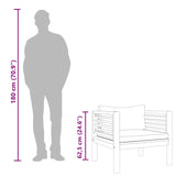 Garden Chair with Cream White Cushions Solid Acacia Wood - Low Angle