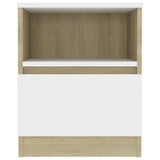 Bed Cabinet White and Sonoma Oak 40x40x50 cm Engineered Wood