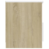 Bed Cabinet White and Sonoma Oak 40x40x50 cm Engineered Wood