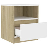 Bed Cabinet White and Sonoma Oak 40x40x50 cm Engineered Wood