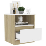 Bed Cabinet White and Sonoma Oak 40x40x50 cm Engineered Wood