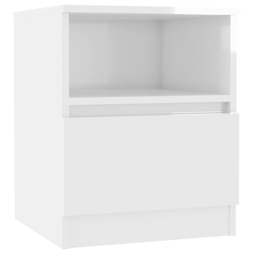 Bed Cabinets 2 pcs High Gloss White 40x40x50 cm Engineered Wood