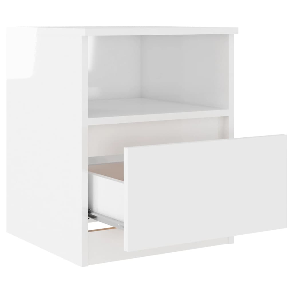 Bed Cabinets 2 pcs High Gloss White 40x40x50 cm Engineered Wood