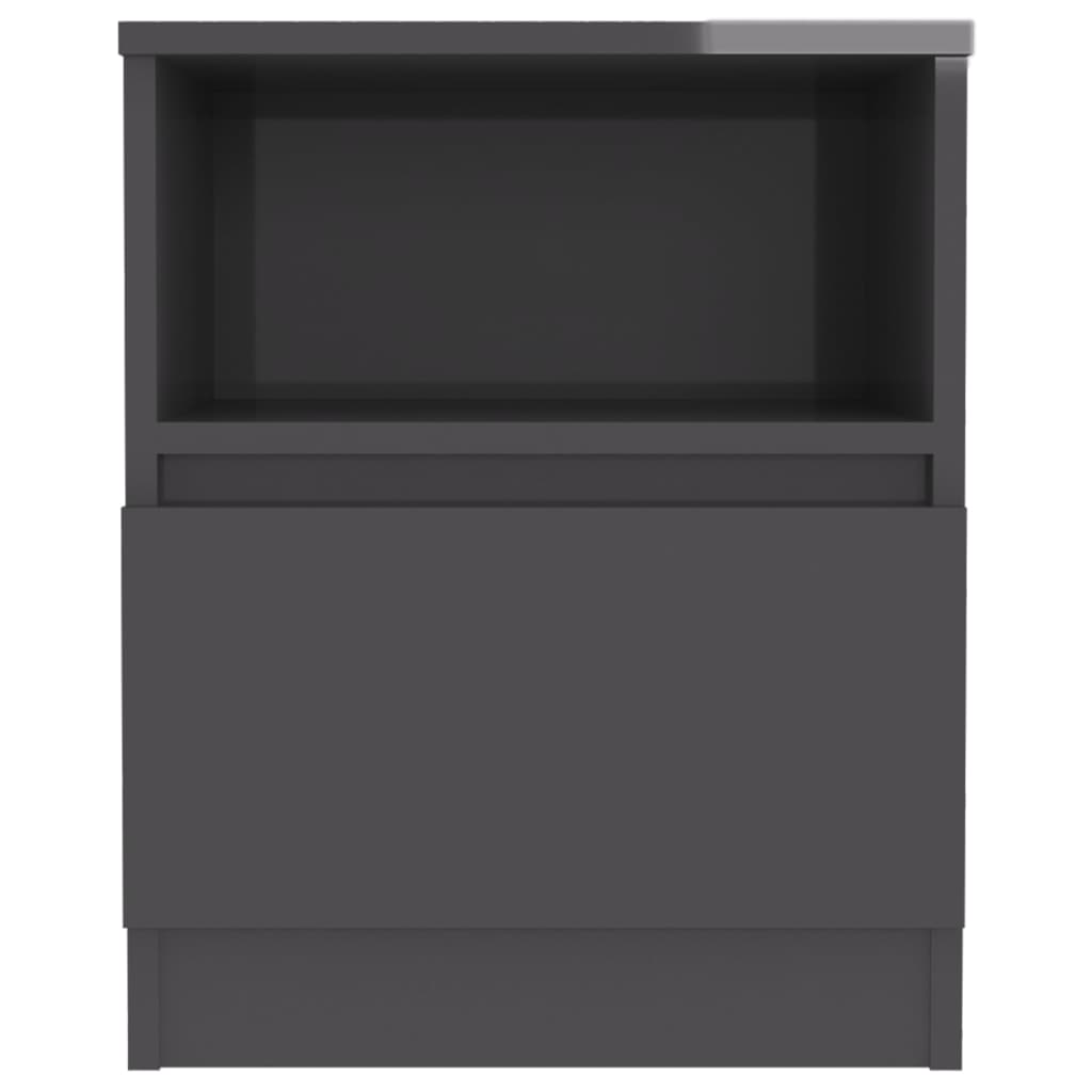 Bed Cabinets 2 pcs High Gloss Grey 40x40x50 cm Engineered Wood
