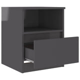 Bed Cabinets 2 pcs High Gloss Grey 40x40x50 cm Engineered Wood