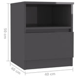 Bed Cabinets 2 pcs High Gloss Grey 40x40x50 cm Engineered Wood