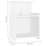 Bed Cabinet White 40x35x60 cm Engineered Wood - Rear View