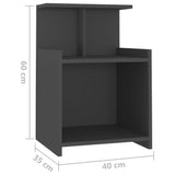 Bed Cabinets 2 pcs Grey 40x35x60 cm Engineered Wood