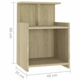 Bed Cabinet Sonoma Oak 40x35x60 cm Engineered Wood - Rear View