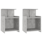 Bed Cabinets 2 pcs Concrete Grey 40x35x60 cm Engineered Wood - Front View