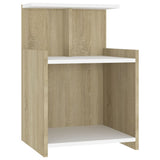 Bed Cabinets 2 pcs White and Sonoma Oak 40x35x60 cm Engineered Wood - Side View