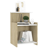 Bed Cabinets 2 pcs White and Sonoma Oak 40x35x60 cm Engineered Wood - Rear View