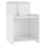 Bed Cabinet High Gloss White 40x35x60 cm Engineered Wood - Front View