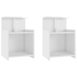 Bed Cabinets 2 pcs High Gloss White 40x35x60 cm Engineered Wood - Front View