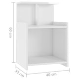 Bed Cabinets 2 pcs High Gloss White 40x35x60 cm Engineered Wood