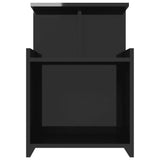 Bed Cabinet High Gloss Black 40x35x60 cm Engineered Wood - Side View