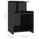 Bed Cabinet High Gloss Black 40x35x60 cm Engineered Wood - Rear View
