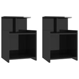 Bed Cabinets 2 pcs High Gloss Black 40x35x60 cm Engineered Wood - Front View