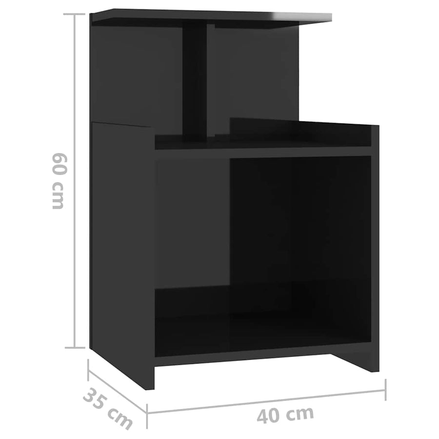 Bed Cabinets 2 pcs High Gloss Black 40x35x60 cm Engineered Wood