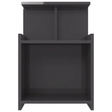 Bed Cabinet High Gloss Grey 40x35x60 cm Engineered Wood - Side View