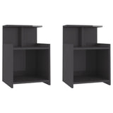 Bed Cabinets 2 pcs High Gloss Grey 40x35x60 cm Engineered Wood - Front View