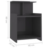 Bed Cabinets 2 pcs High Gloss Grey 40x35x60 cm Engineered Wood - Close-Up Angle